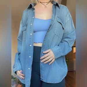 Aerie Oversized Denim Button Up Jacket
